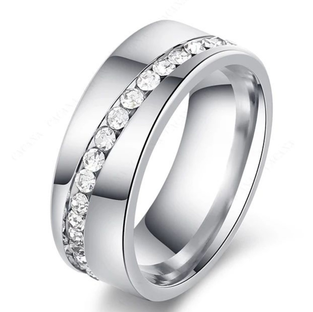 NWT Exclusively Fancy Silver Thick Band Ring Unisex Zircon Row